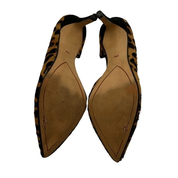Halogen Brown Leopard Print D'Orsay Calf Hair Pointed Toe Heels Size 5 Women’s - Picture 8 of 9